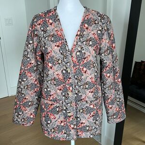 Garnet Hill Organic-Cotton Quilted Gauze Jacket Cottage Floral Size Small Fall